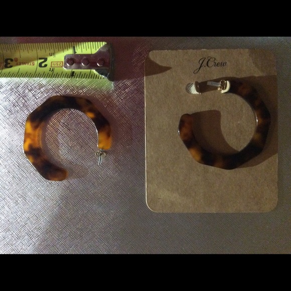 💕HP💕JCREW Resin Hoop Tortoise EarringNWT Redwood - Picture 5 of 6